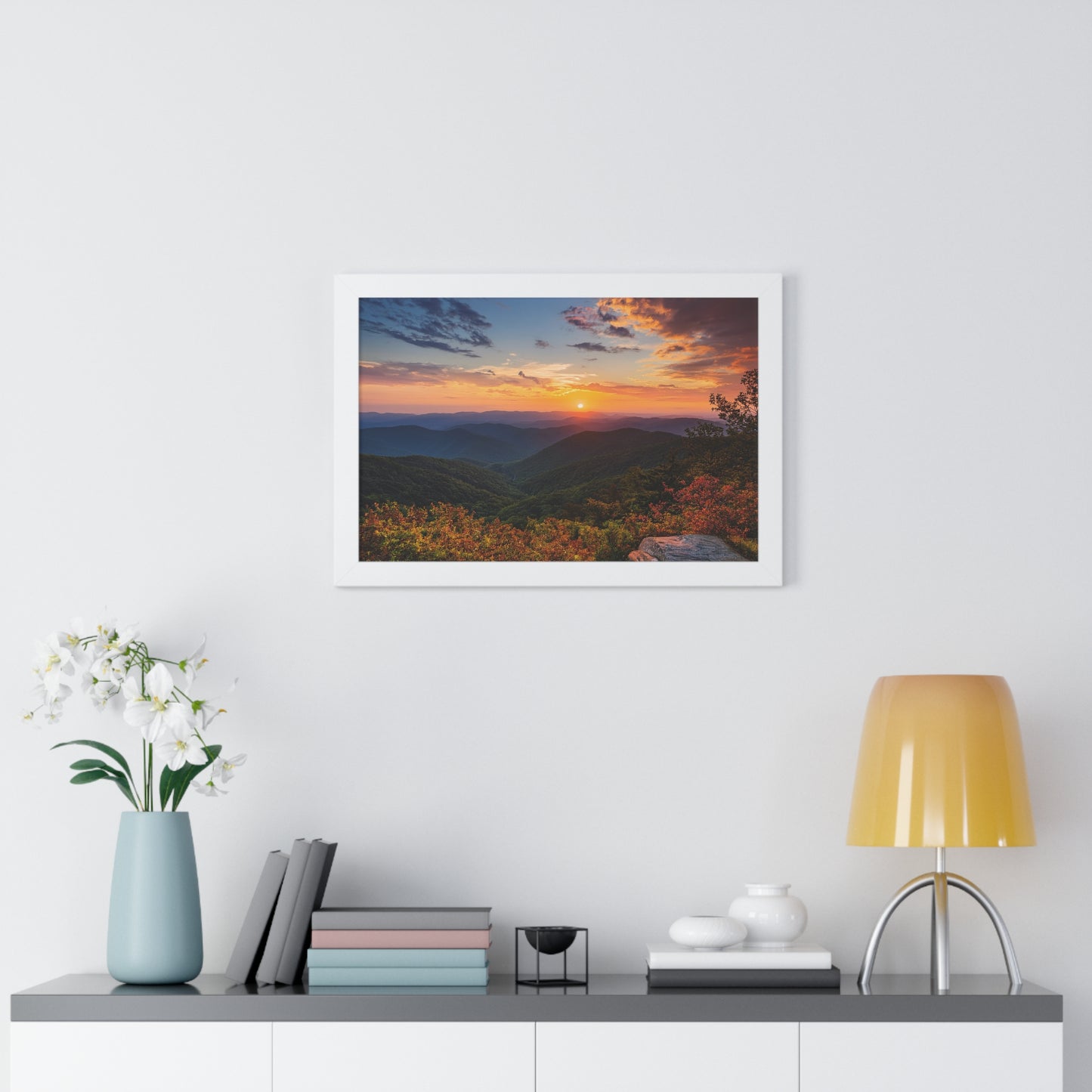 Sunset over Blue Ridge Mountains Fall Landscape Framed Print