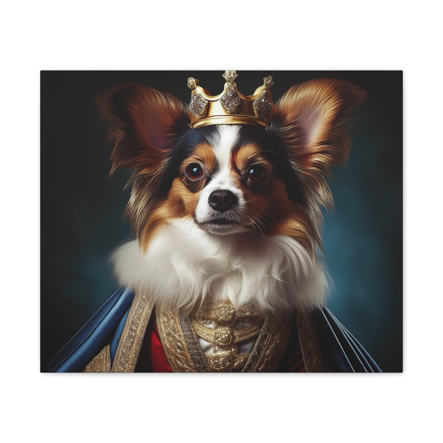 Papillon Pet Portrait Renaissance on Canvas, wall art, wall print, dog portrait, dog art