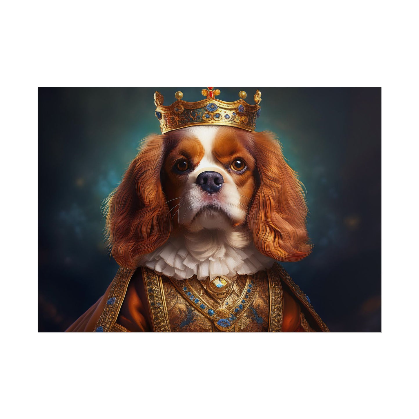 Cavalier King Charles Spaniel Art Pet Portrait Print, Renaissance, Wall Print, Wall Art
