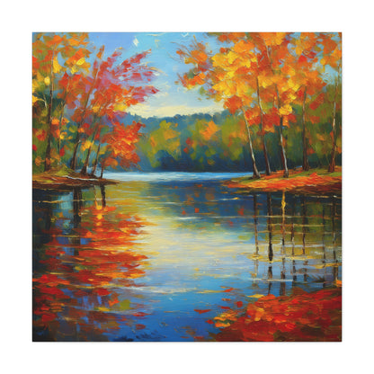 Fall Changing Leaves on a Lake Canvas Print | Style 2 | Wall Art | Wall Print | Fall Decor