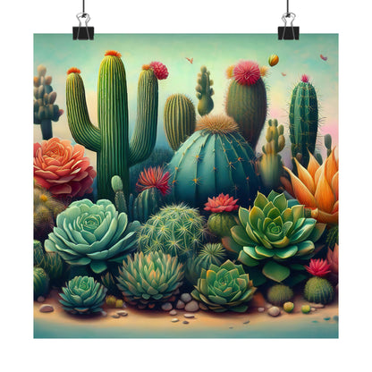 Abstract Cacti and Succulent Desert Garden Color Print | Wall Art | Wall Print
