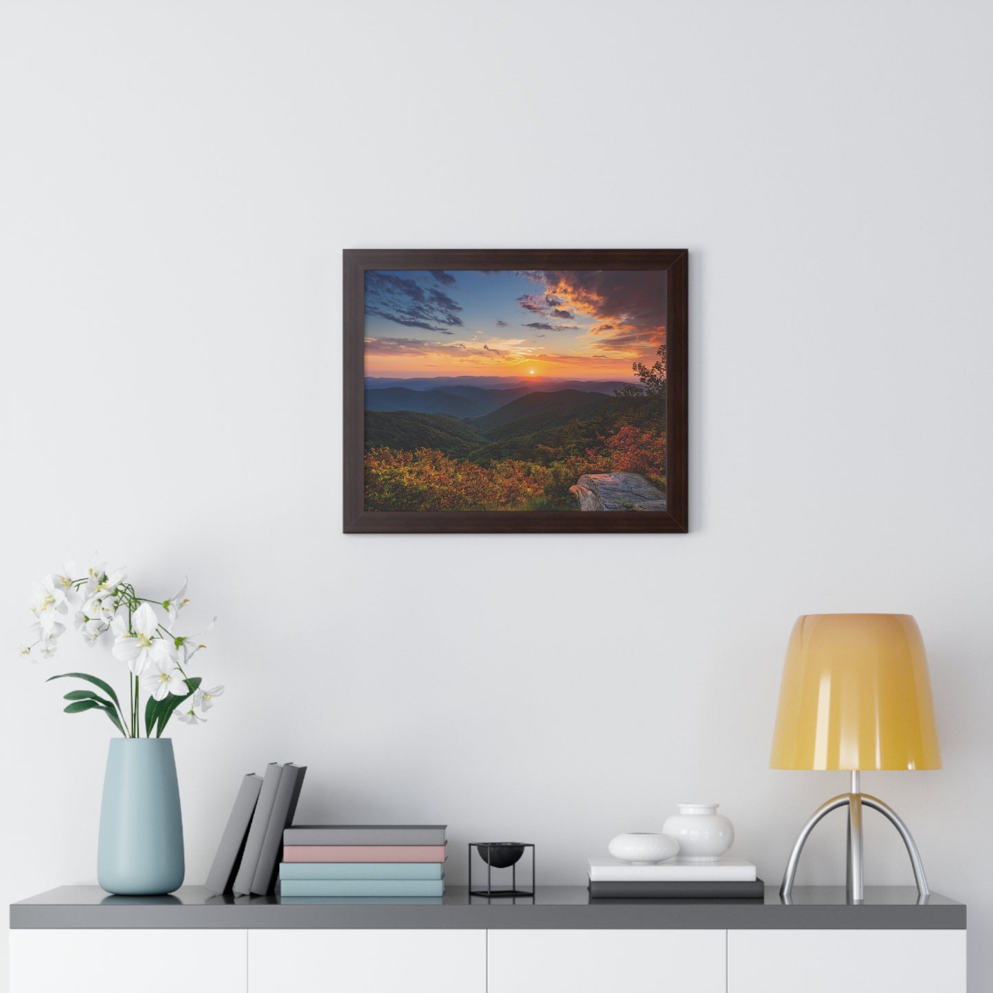 Sunset over Blue Ridge Mountains Fall Landscape Framed Print
