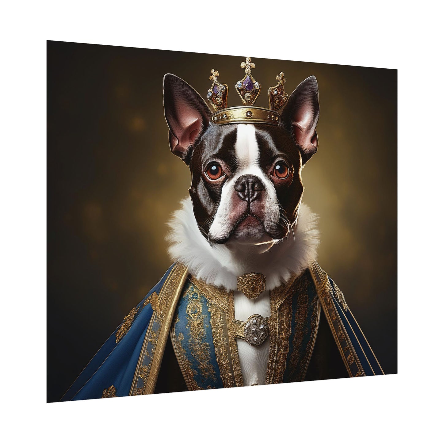Boston Terrier Renaissance Dog Portrait Art Print, Wall Decor Gift, Animal Lover Home Decor, Dog Wall Art