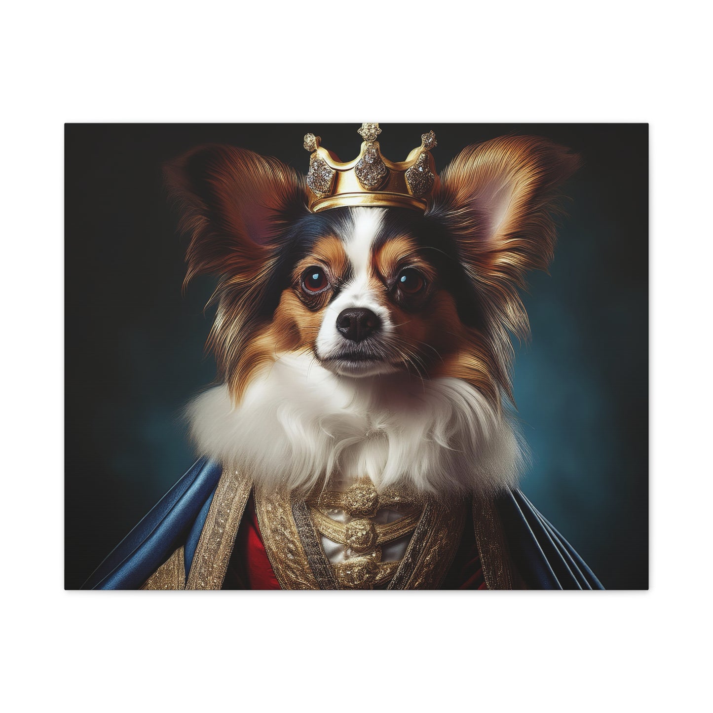 Papillon Pet Portrait Renaissance on Canvas, wall art, wall print, dog portrait, dog art