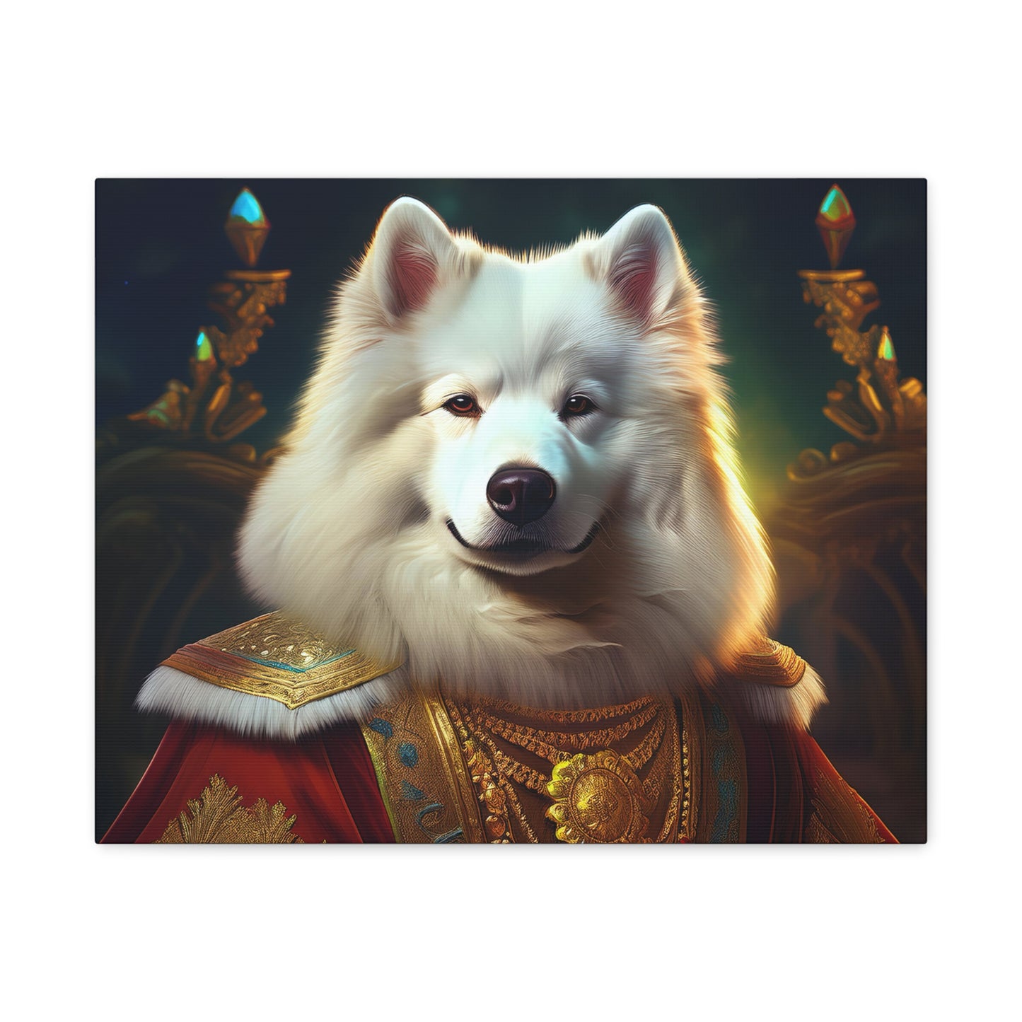 Samoyed Renaissance Pet Portrait on Canvas, wall art, wall print, dog portrait, dog art