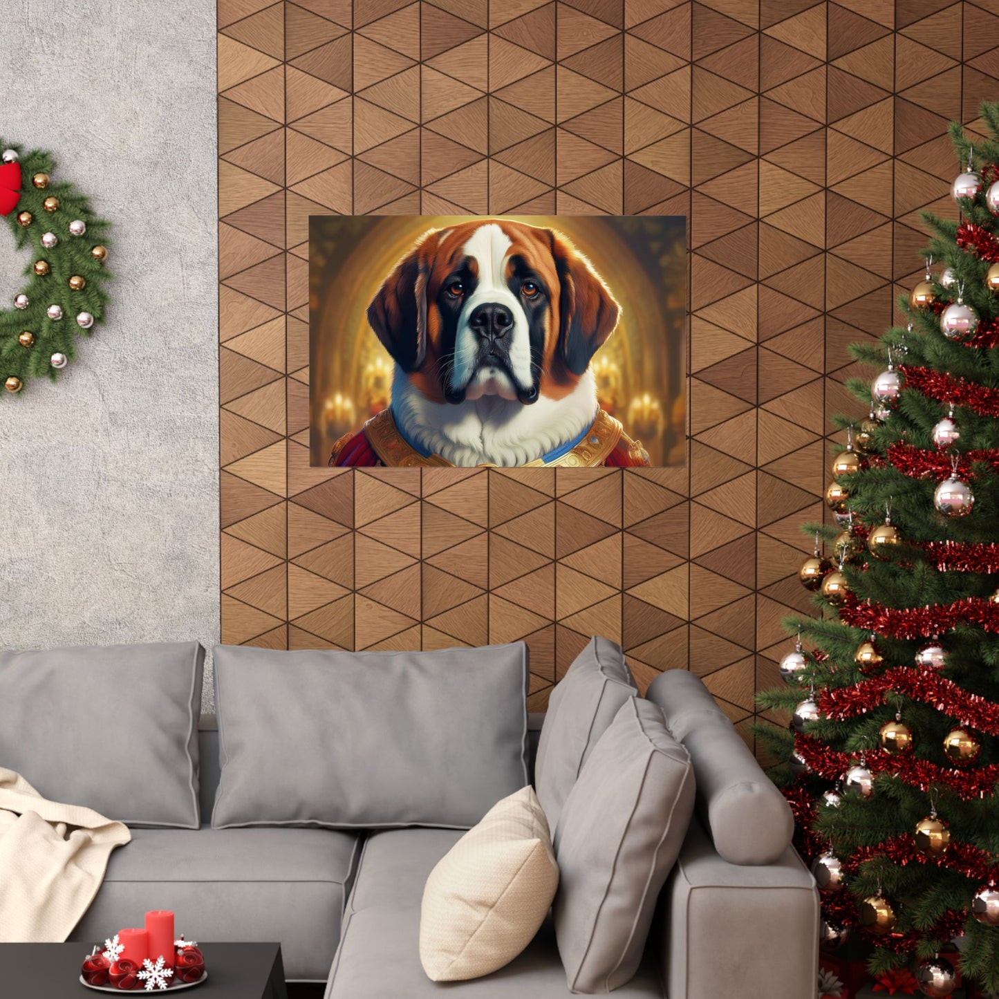 St Bernard Renaissance Pet Portrait Print | Unique Dog Art | Wall Art | Wall Print