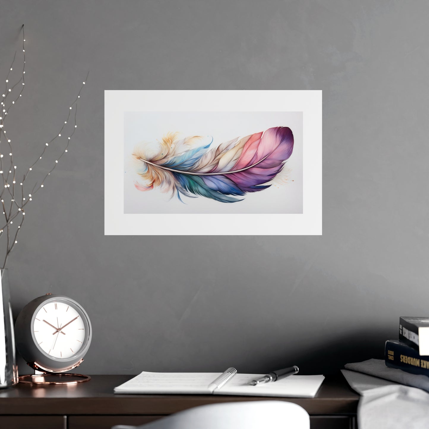 Rainbow Feather Watercolor Print - 1 | Vibrant Wall Art & Prints | Unique Home Decor | Wall Print | Wall Art