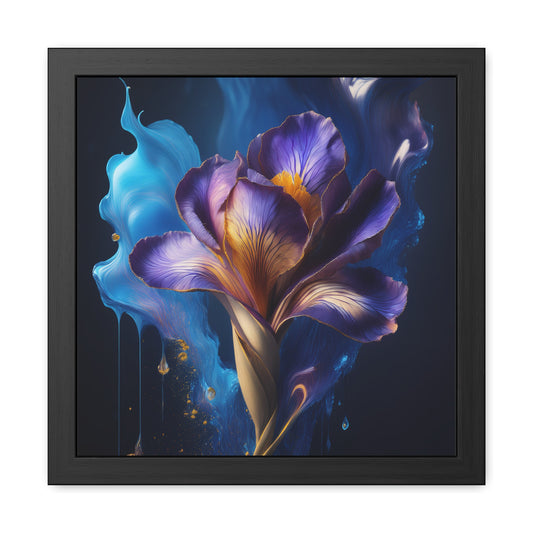 Abstract Floral Iris Square Framed Print | Style 1 | Wall Print | Wall Art