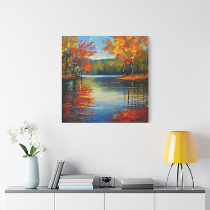 Fall Changing Leaves on a Lake Canvas Print | Style 2 | Wall Art | Wall Print | Fall Decor