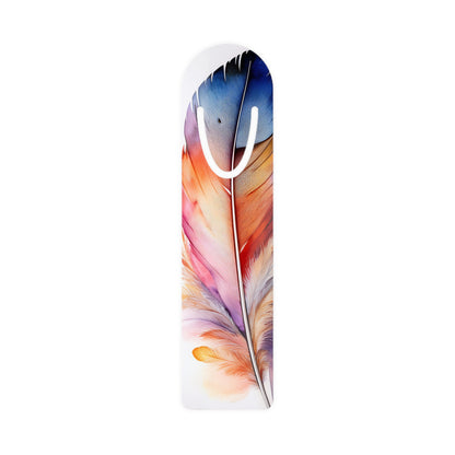 Elegant Watercolor Feather Aluminum Bookmark for Book Lovers