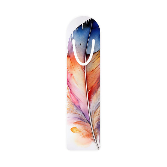 Elegant Watercolor Feather Aluminum Bookmark for Book Lovers