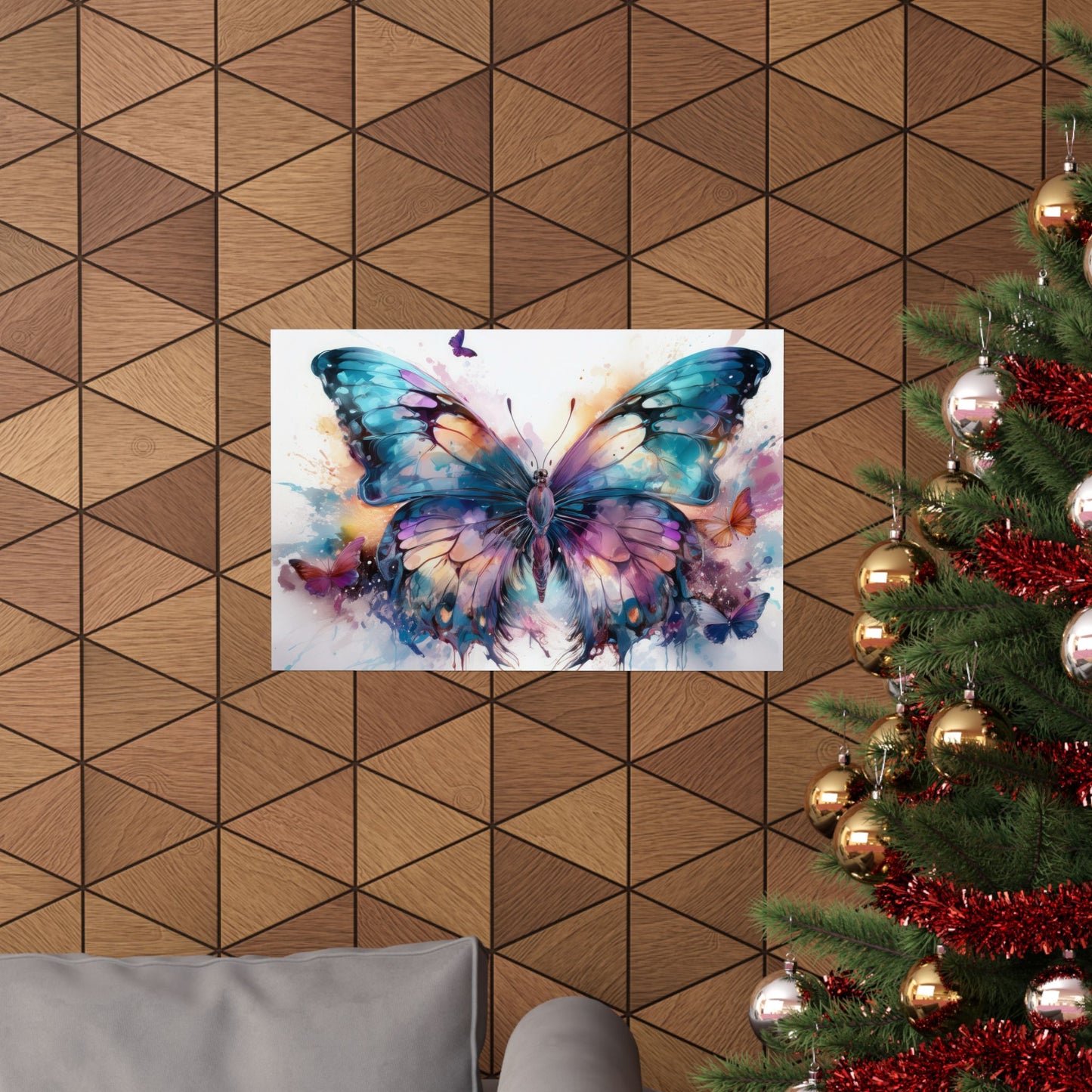 Teal, Orange & Purple Butterfly Alcohol Ink Wall Art | Butterfly wall art | Wall Art | Wall Print