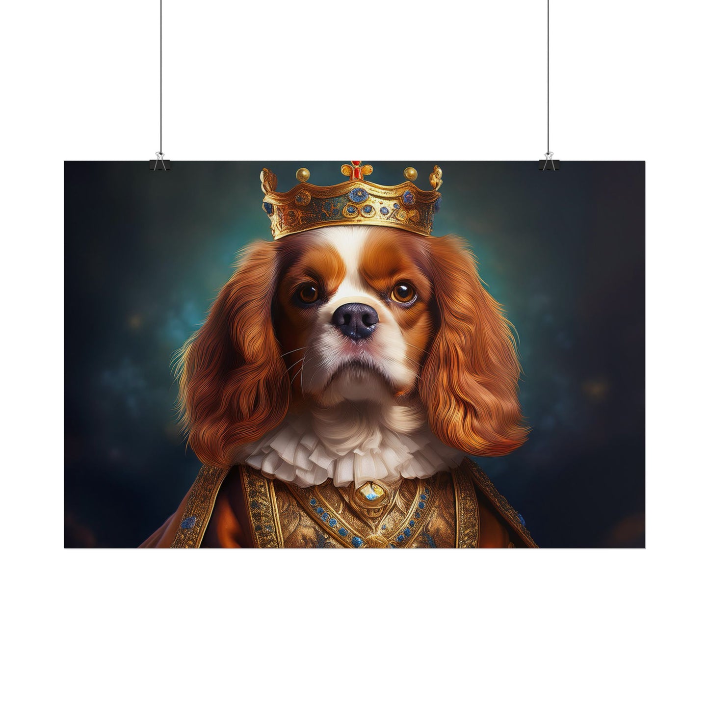 Cavalier King Charles Spaniel Art Pet Portrait Print, Renaissance, Wall Print, Wall Art