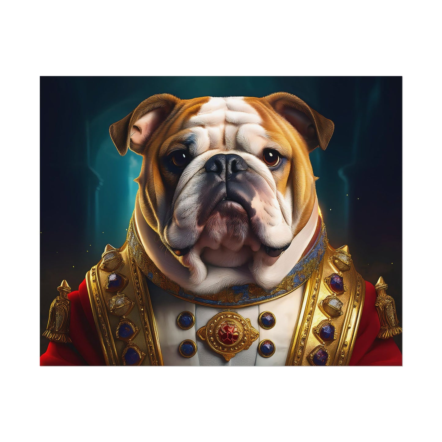 English Bulldog Renaissance  Dog Pet Portrait Print | Wall Art | Wall Print