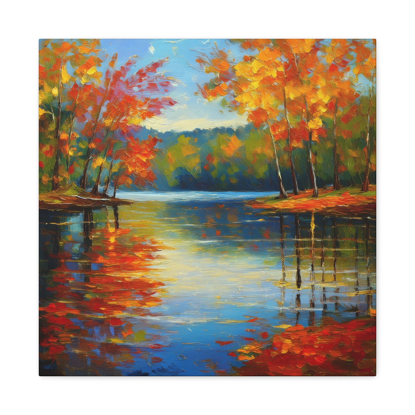 Fall Changing Leaves on a Lake Canvas Print | Style 2 | Wall Art | Wall Print | Fall Decor