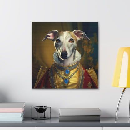 Whippet Pet Portrait Renaissance Print - Canvas, wall art, wall print, dog portrait, dog art