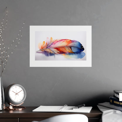 Rainbow Feather Watercolor Print - 3 | Elegant Wall Art & Prints | Unique Home Decor | Wall Print | Wall Art