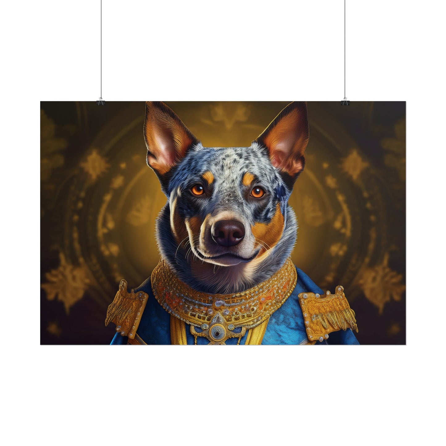 Australian Cattle Dog Renaissance Dog Portrait Wall Art | Art Print | Wall Decor Gift, Animal Lover Home Decor, Dog Wall Art