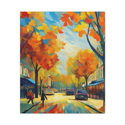 Fall Leaves In the City Painting Canvas Wall Art | Wall Art | Wall Print