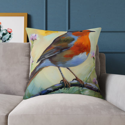 Vibrant American Robin Bird Throw Pillow, Nature Decor, Home Accent, Gift for Bird Lovers, Cozy Living Room Cushion