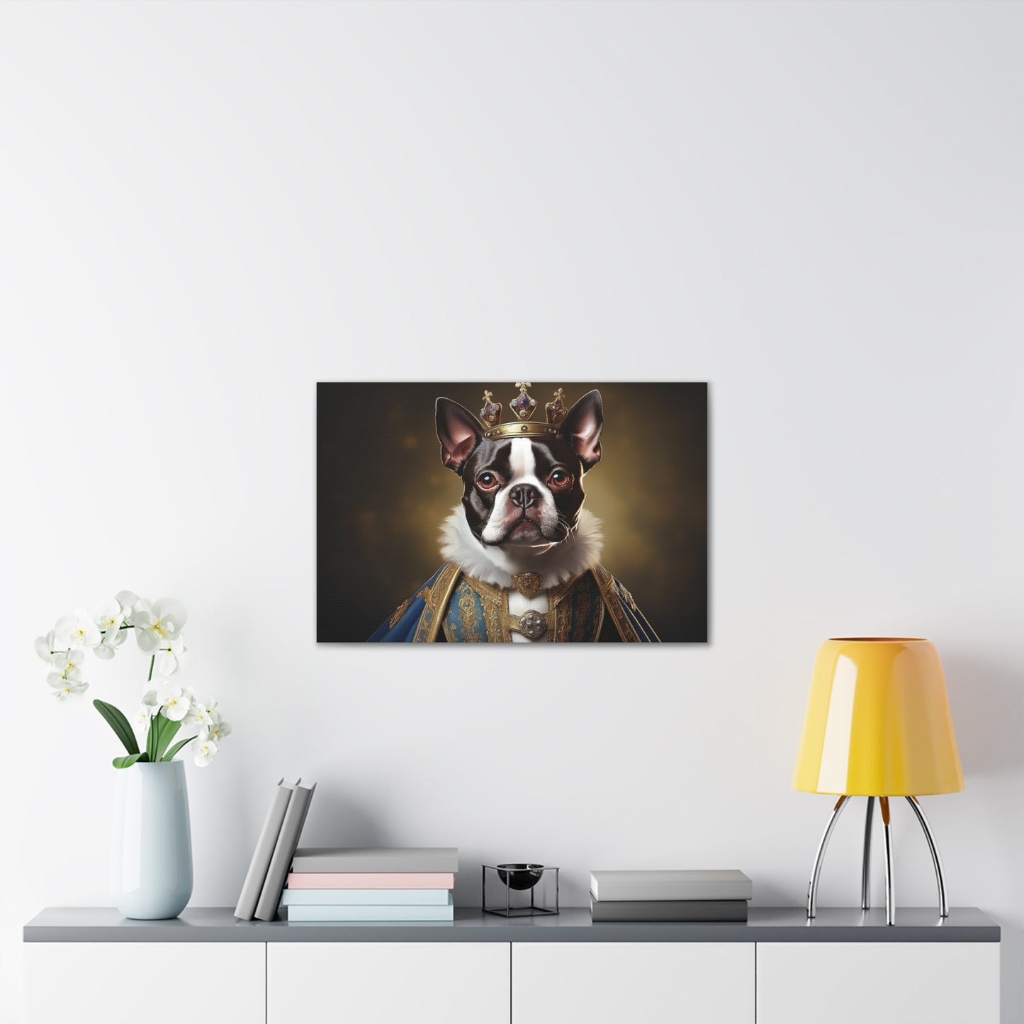 Boston Terrier Renaissance Pet Portrait on Canvas, wall print, wall art, dog portrait, dog art