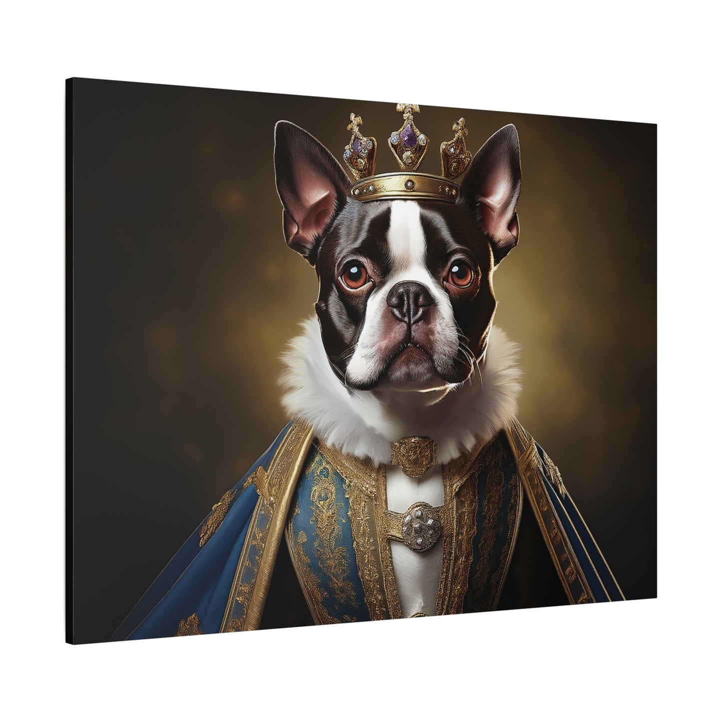 Boston Terrier Renaissance Pet Portrait on Canvas, wall print, wall art, dog portrait, dog art