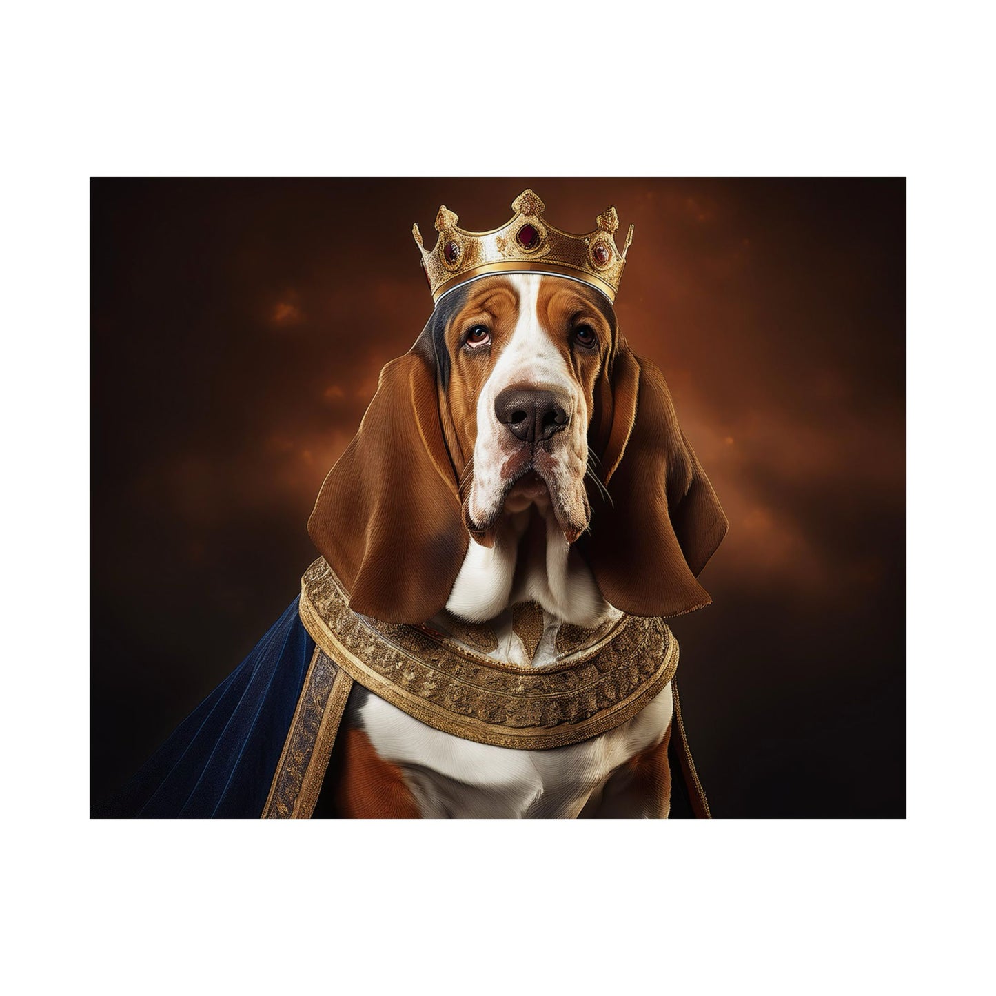 Bassett Hound Renaissance Dog Portrait Art Print, Wall Decor Gift, Animal Lover Home Decor, Dog Wall Art