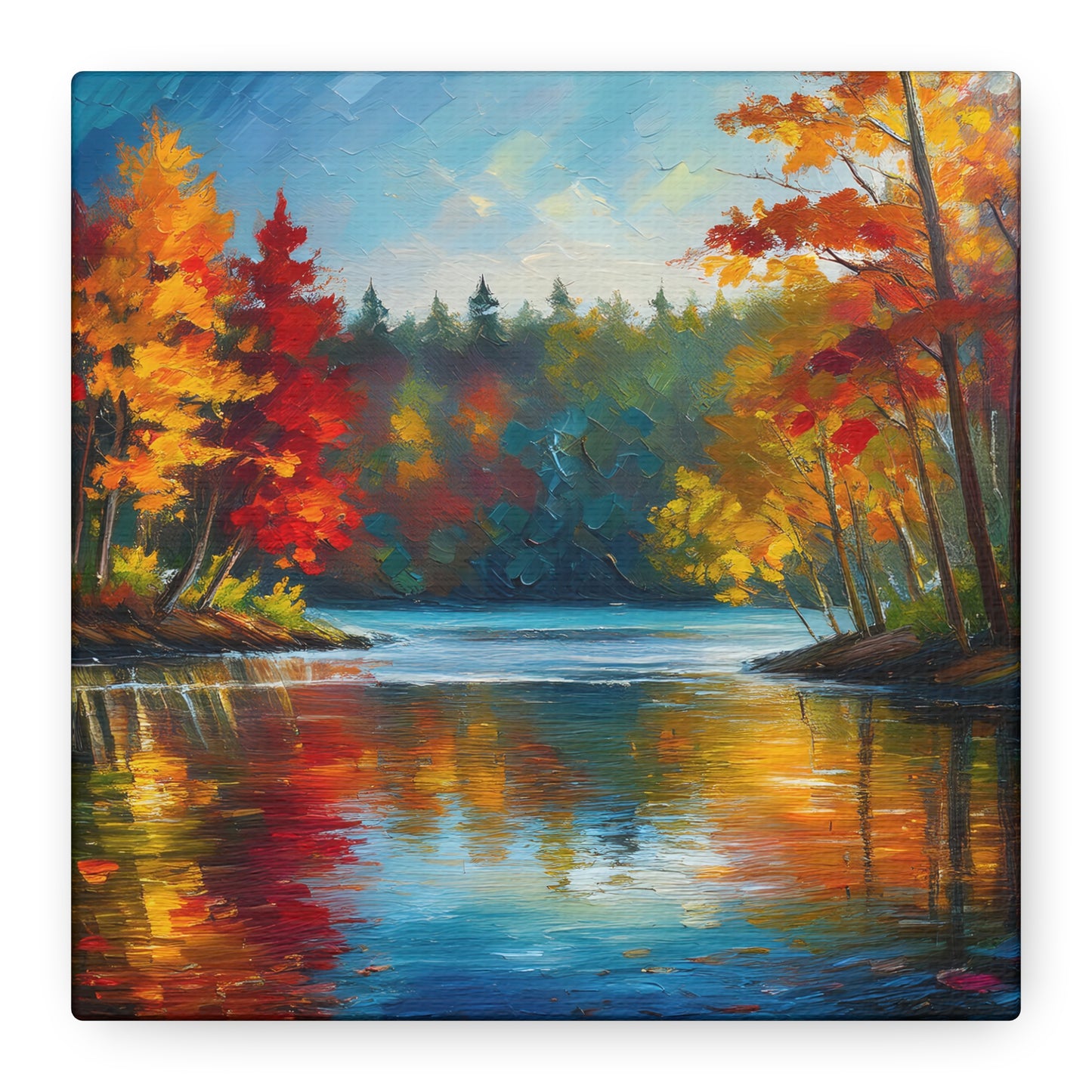 Fall Leaves on the Lake on Canvas | wall art |  wall print