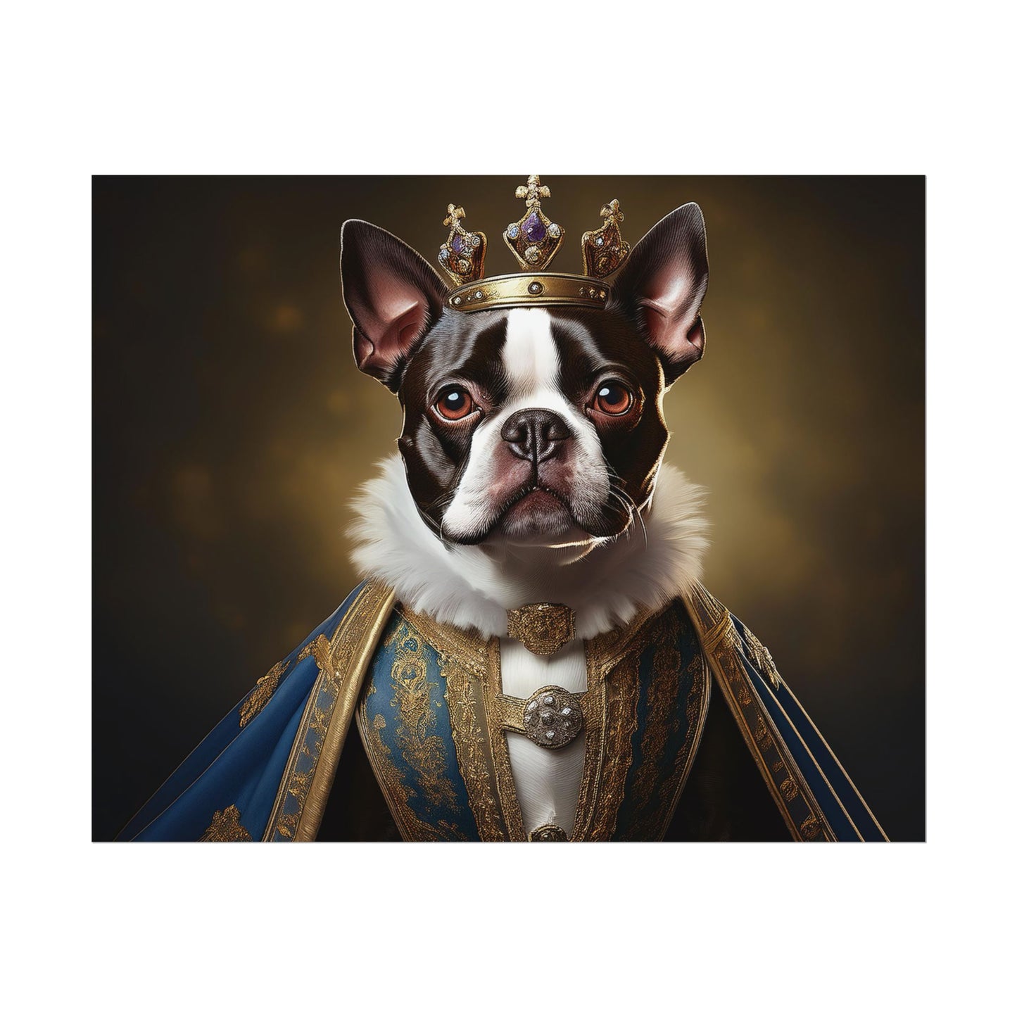 Boston Terrier Renaissance Dog Portrait Art Print, Wall Decor Gift, Animal Lover Home Decor, Dog Wall Art
