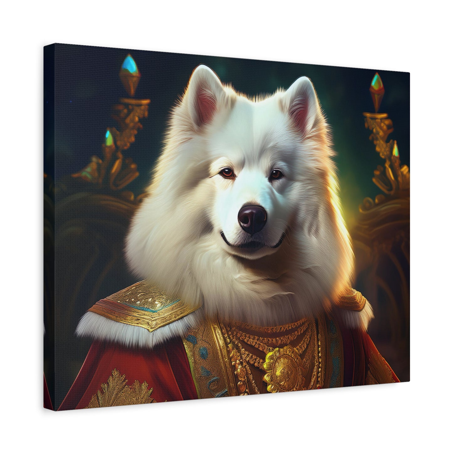 Samoyed Renaissance Pet Portrait on Canvas, wall art, wall print, dog portrait, dog art