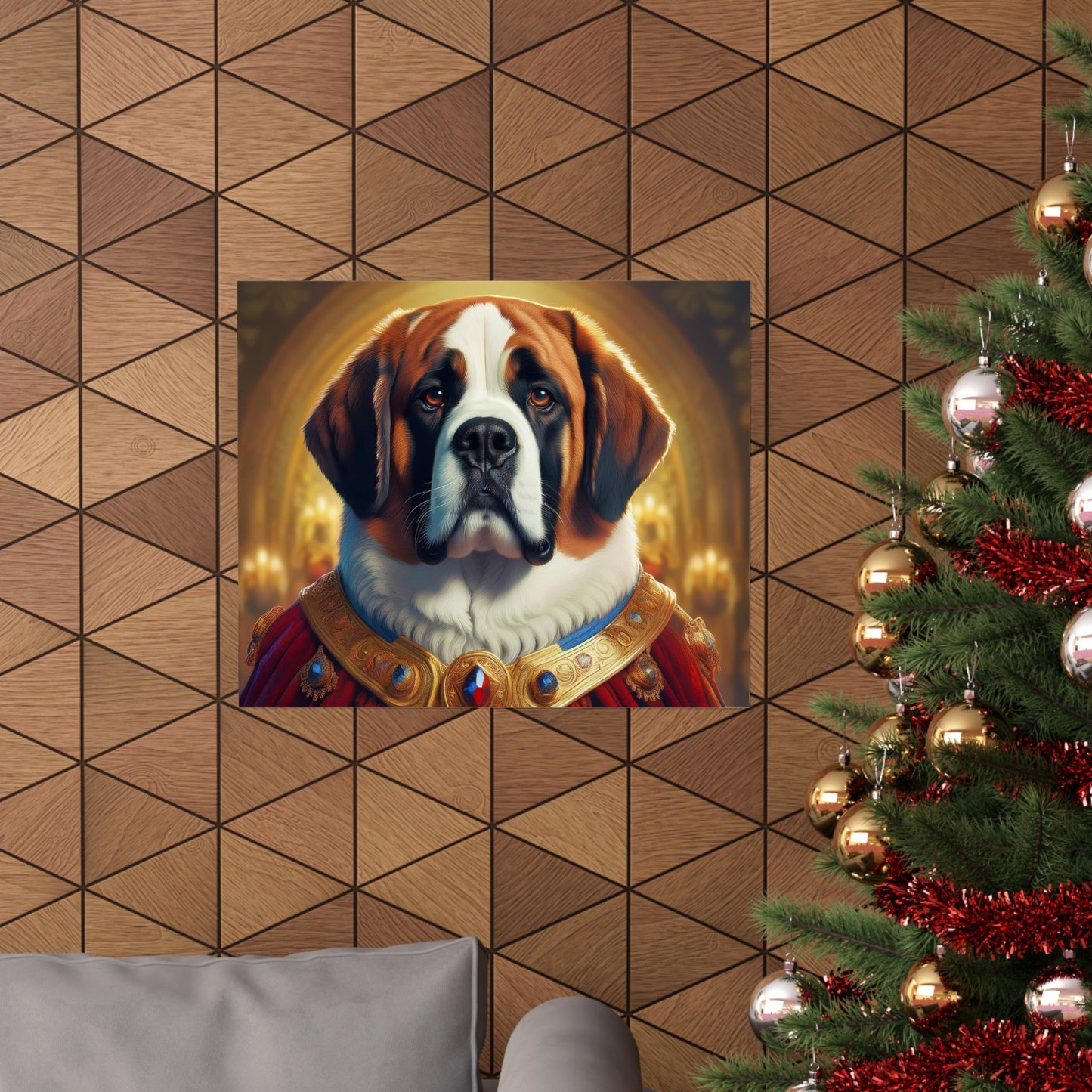 St Bernard Renaissance Pet Portrait Print | Unique Dog Art | Wall Art | Wall Print