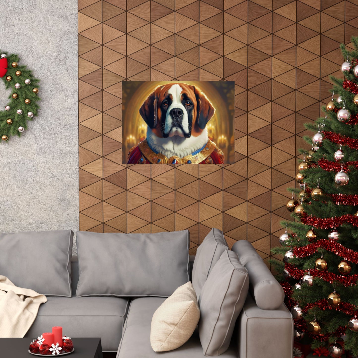 St Bernard Renaissance Pet Portrait Print | Unique Dog Art | Wall Art | Wall Print