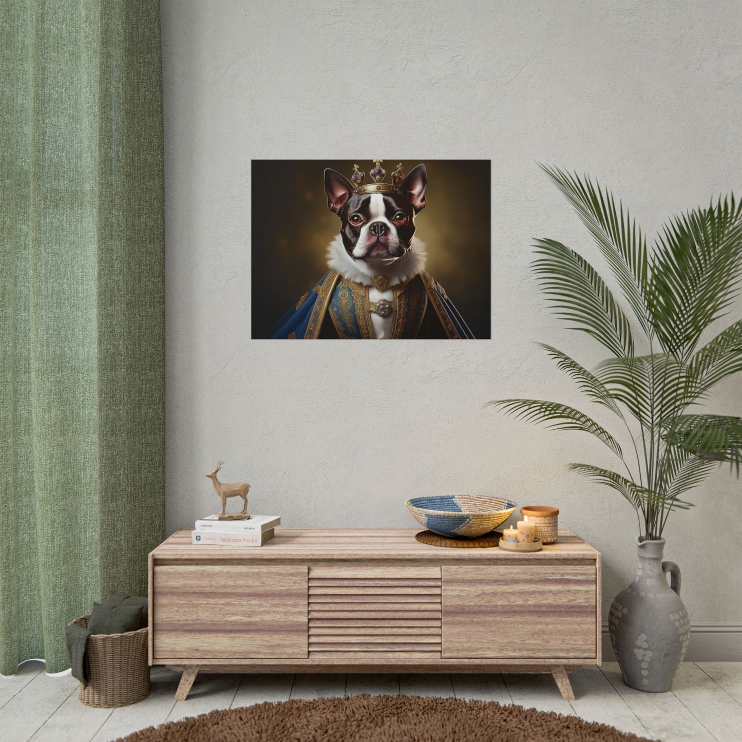 Boston Terrier Renaissance Dog Portrait Art Print, Wall Decor Gift, Animal Lover Home Decor, Dog Wall Art