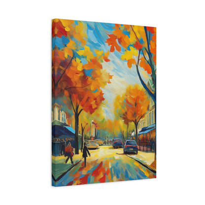 Fall Leaves In the City Painting Canvas Wall Art | Wall Art | Wall Print