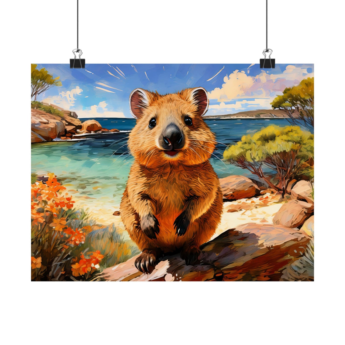 Quokkas at Rottnest Island Western Australia Print |  Unique Painting Print | Style 1 | Wall Art | Wall Print