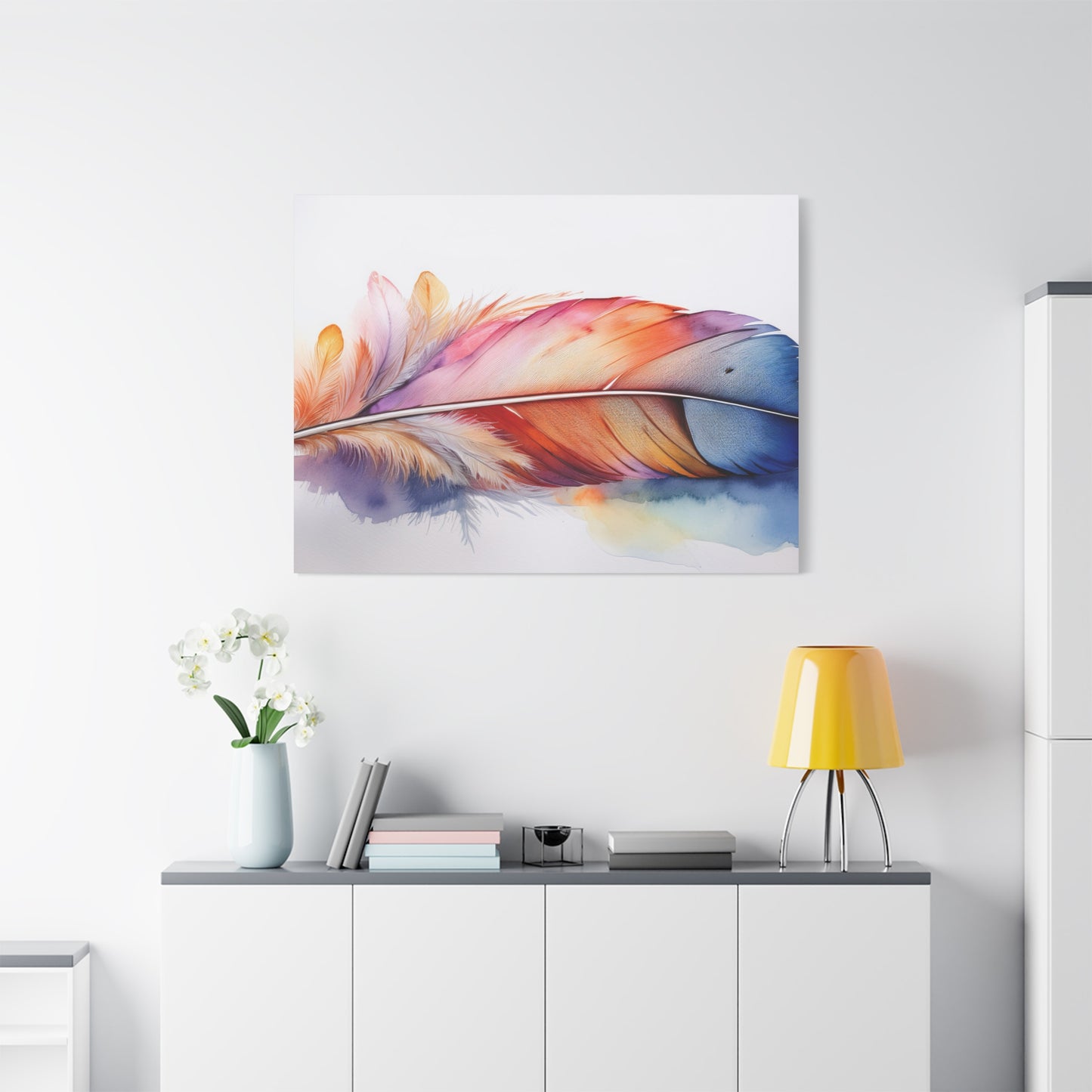 Rainbow Feather Watercolor Canvas Print - 3 | Elegant Wall Art & Prints | Unique Home Decor | Wall Print | Wall Art
