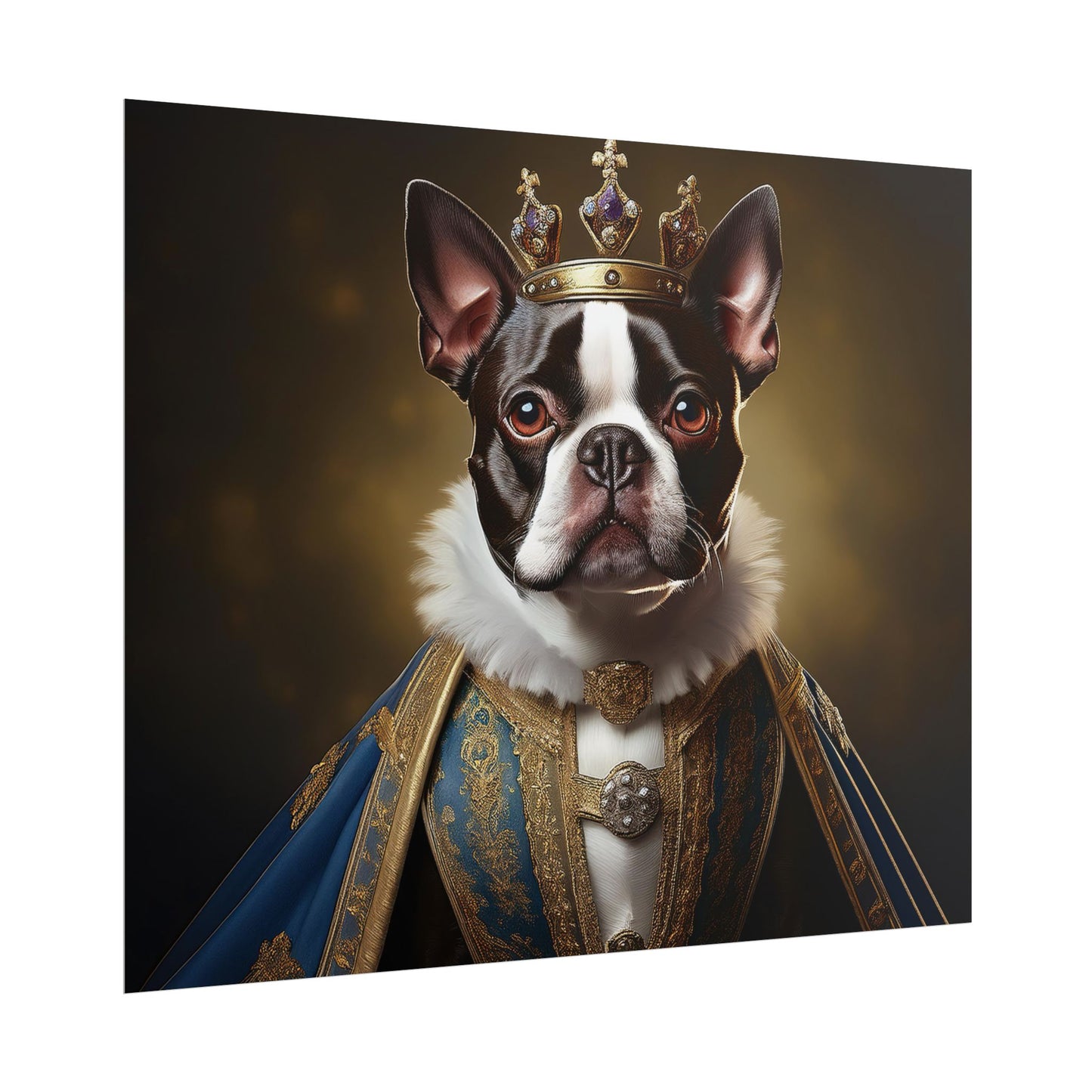 Boston Terrier Renaissance Dog Portrait Art Print, Wall Decor Gift, Animal Lover Home Decor, Dog Wall Art