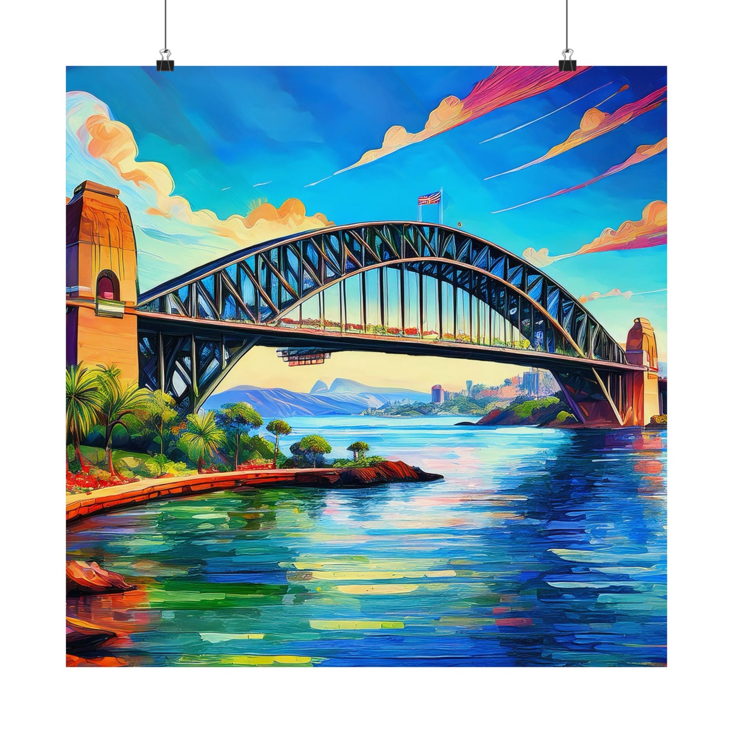 Sydney Harbour Bridge  Australia Painting Print | Wall Art | Wall Print