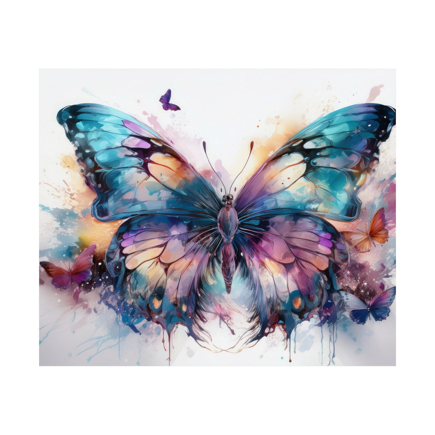 Teal, Orange & Purple Butterfly Alcohol Ink Wall Art | Butterfly wall art | Wall Art | Wall Print