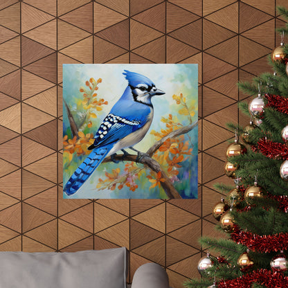 Blue Jay Bird Oil Painting Matte Print for Bird Lovers Home Decor, Giclée Print, Indoor Wall Art, Wall Print,