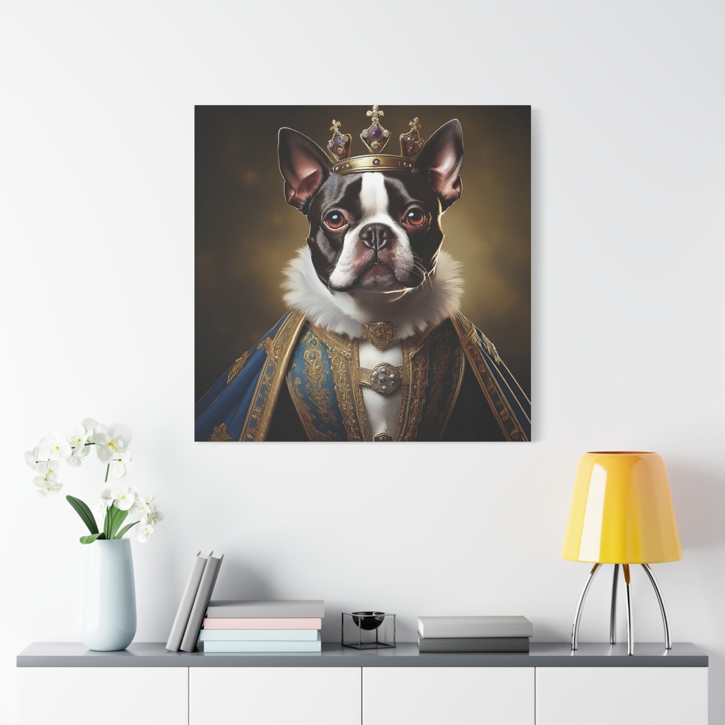 Boston Terrier Renaissance Pet Portrait on Canvas, wall print, wall art, dog portrait, dog art