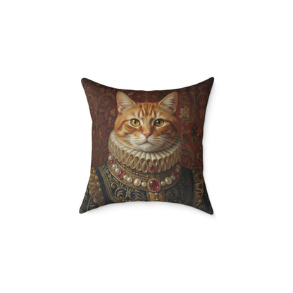 Ginger Renaissance Cat Portrait Pillow, Decorative Pillow, Pet Lover Gift, Home Decor, Cushion for Cat Lovers, Cat-Themed Gift