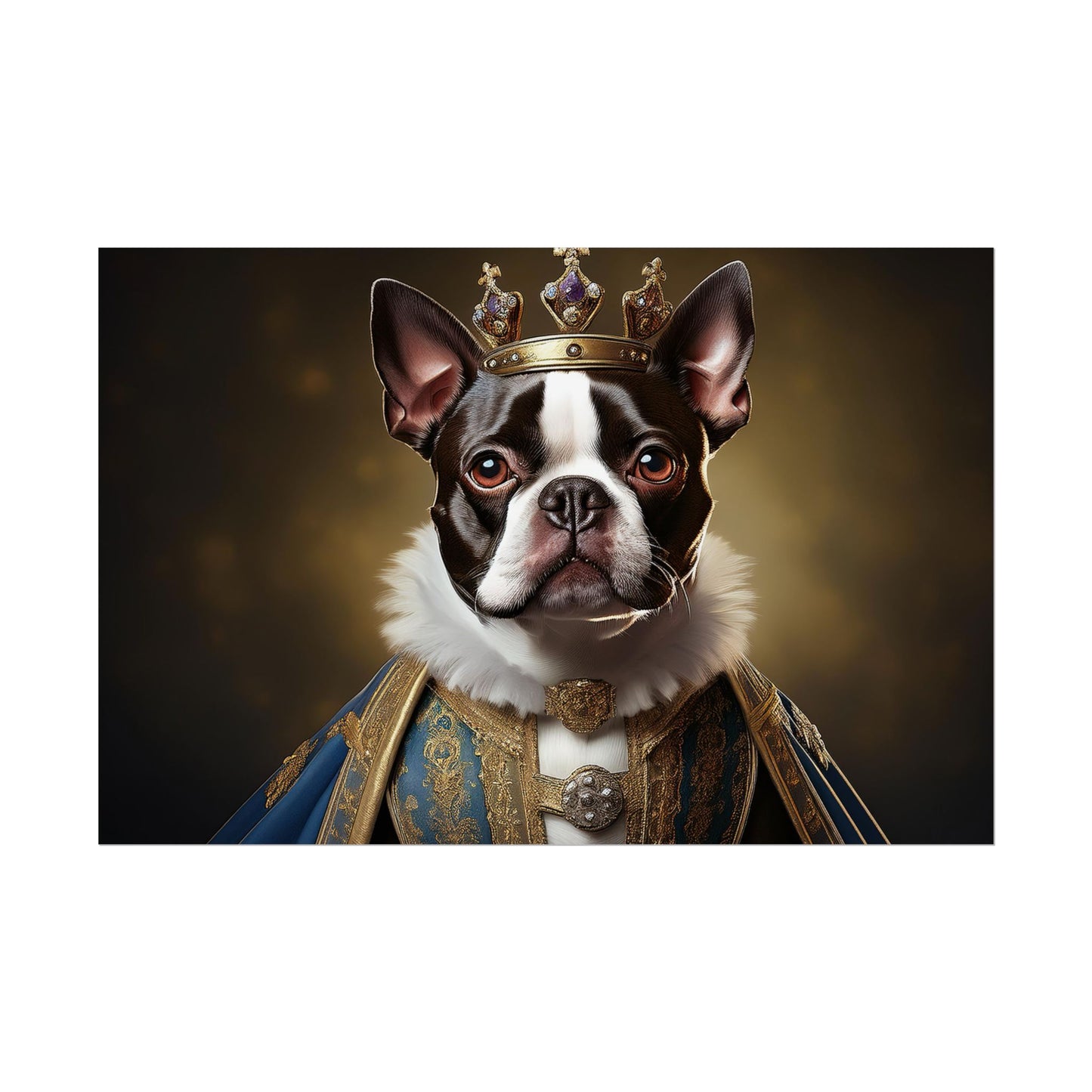 Boston Terrier Renaissance Dog Portrait Art Print, Wall Decor Gift, Animal Lover Home Decor, Dog Wall Art