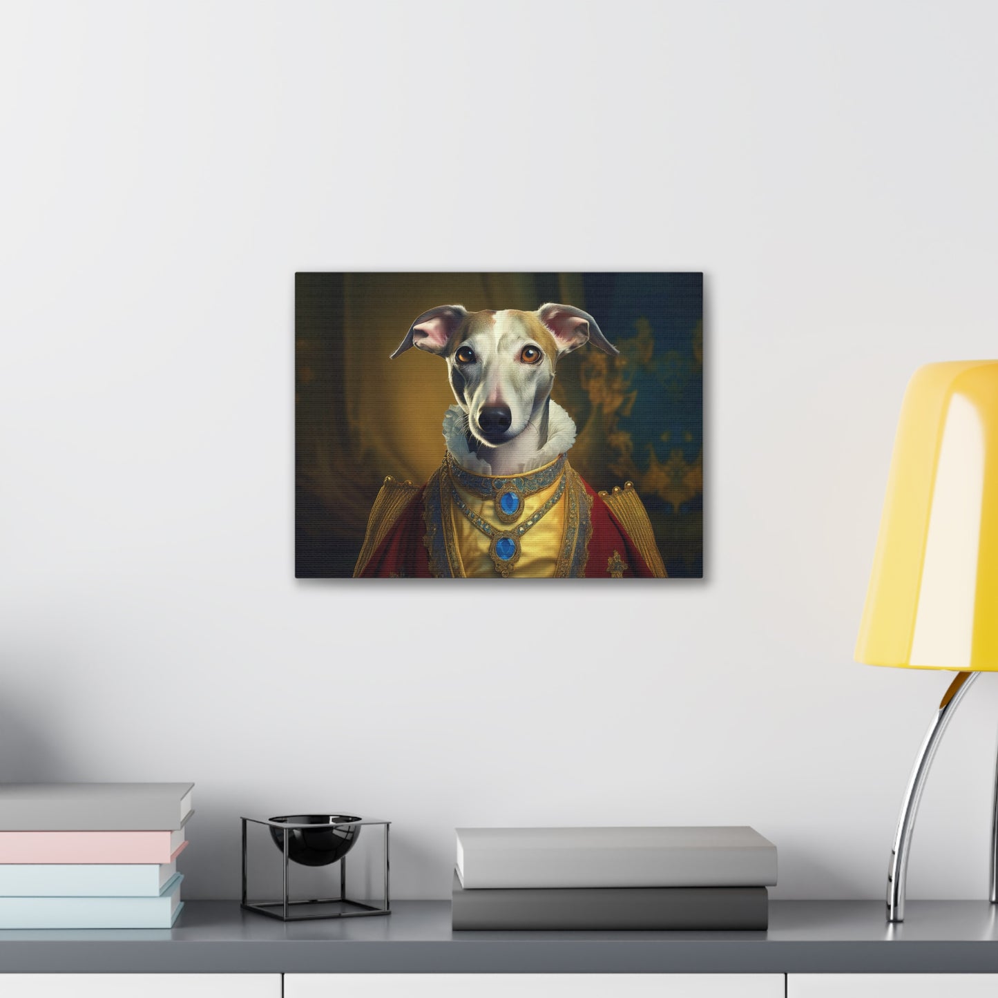 Whippet Pet Portrait Renaissance Print - Canvas, wall art, wall print, dog portrait, dog art