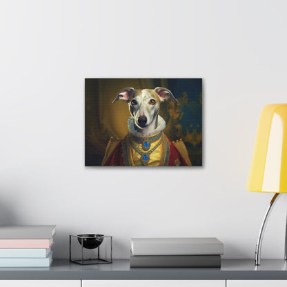 Whippet Pet Portrait Renaissance Print - Canvas, wall art, wall print, dog portrait, dog art
