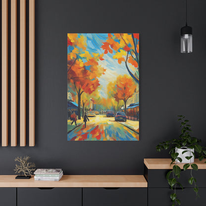 Fall Leaves In the City Painting Canvas Wall Art | Wall Art | Wall Print