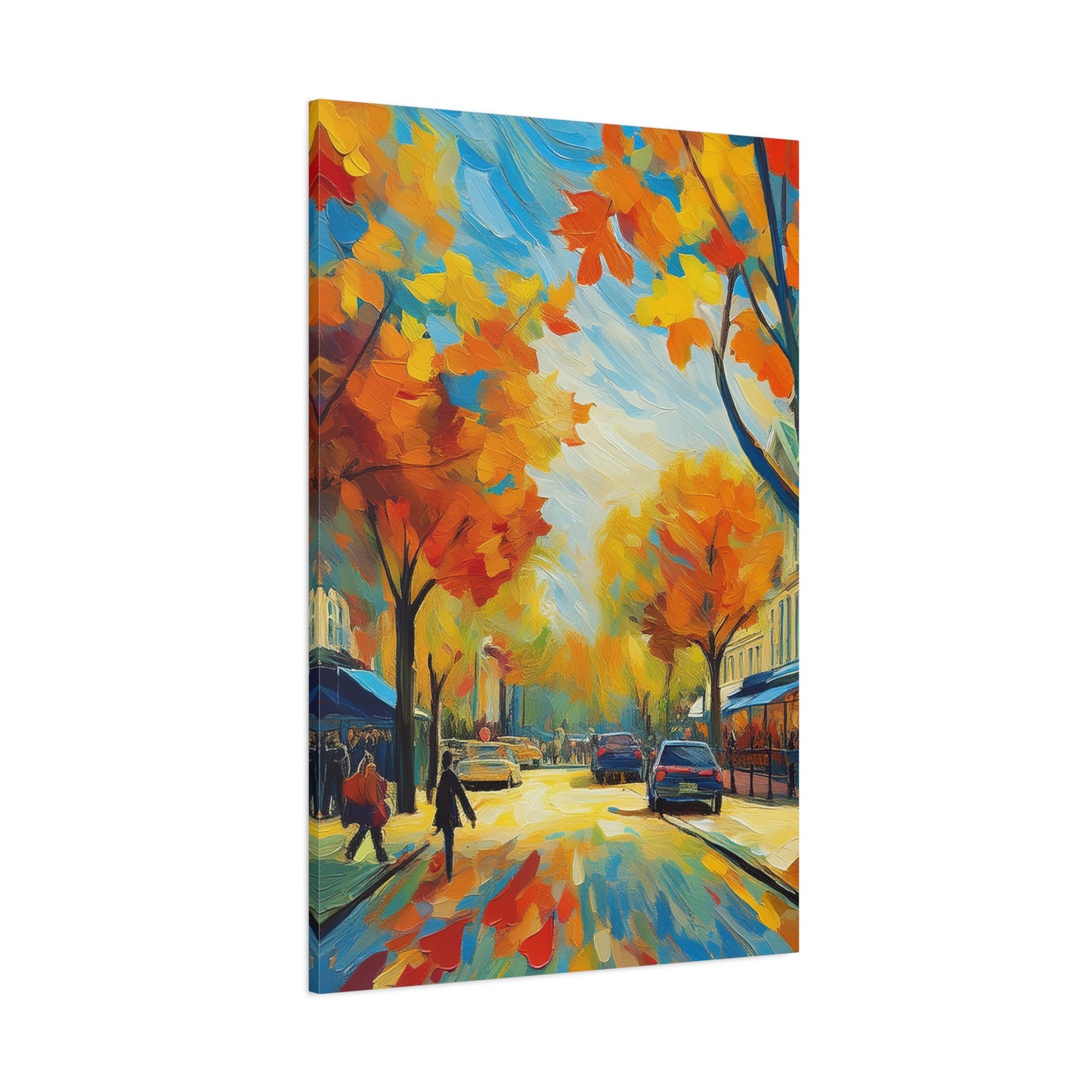 Fall Leaves In the City Painting Canvas Wall Art | Wall Art | Wall Print