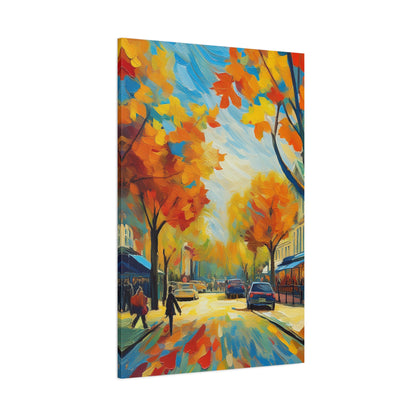 Fall Leaves In the City Painting Canvas Wall Art | Wall Art | Wall Print