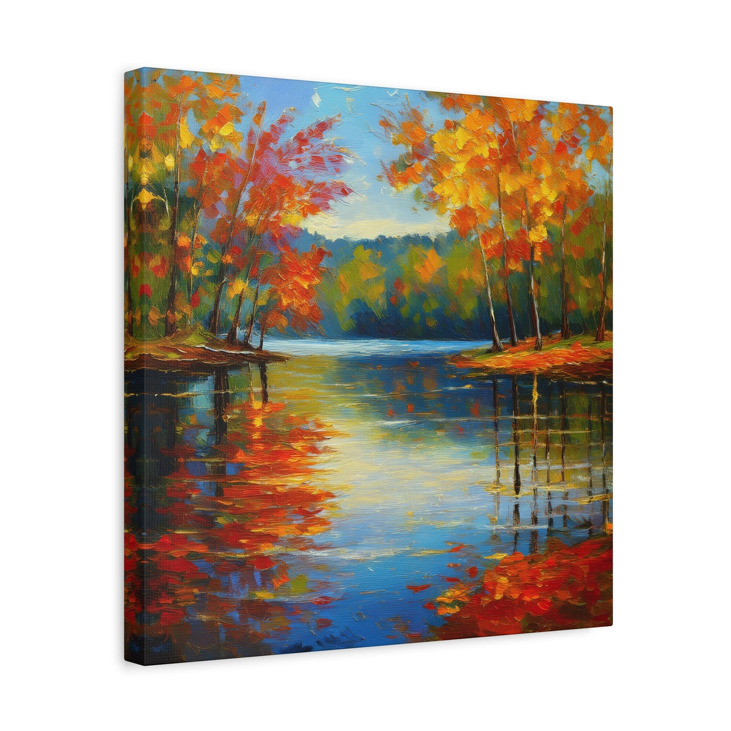 Fall Changing Leaves on a Lake Canvas Print | Style 2 | Wall Art | Wall Print | Fall Decor