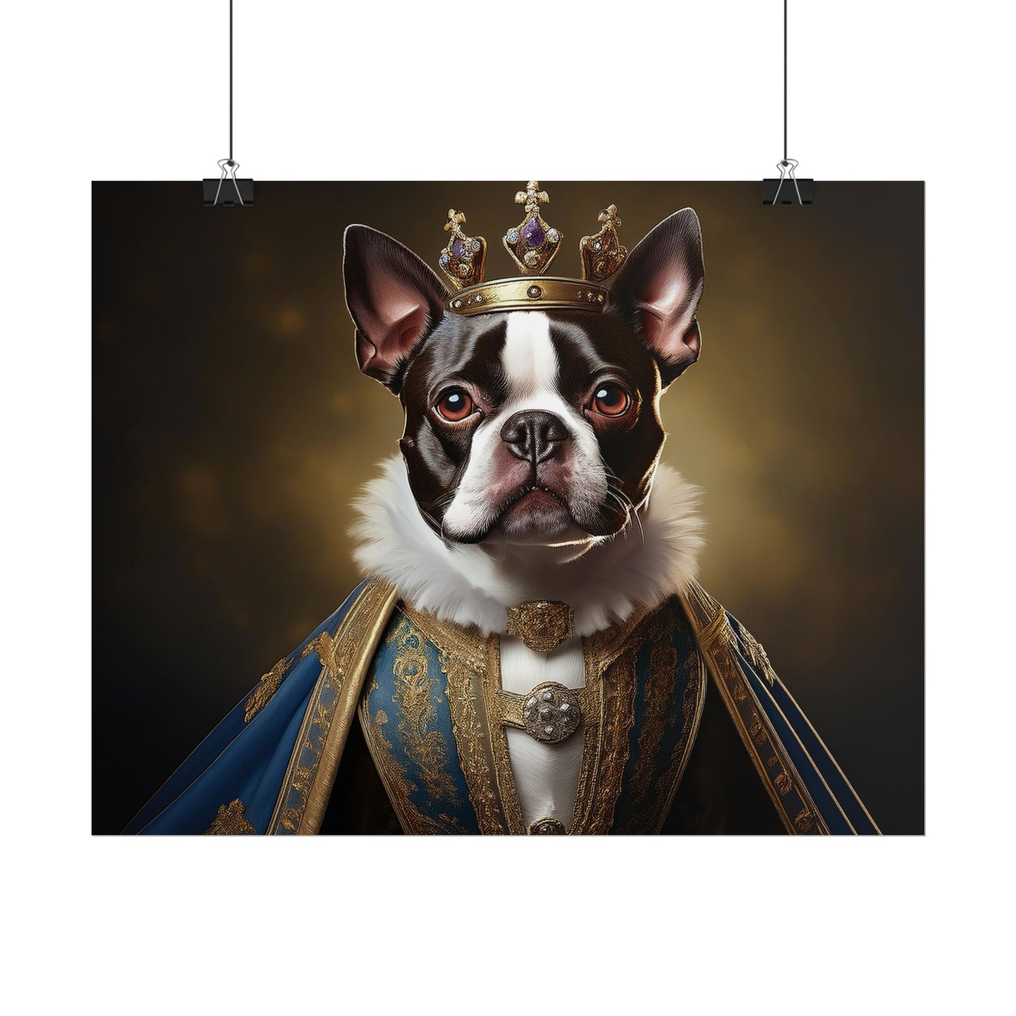 Boston Terrier Renaissance Dog Portrait Art Print, Wall Decor Gift, Animal Lover Home Decor, Dog Wall Art